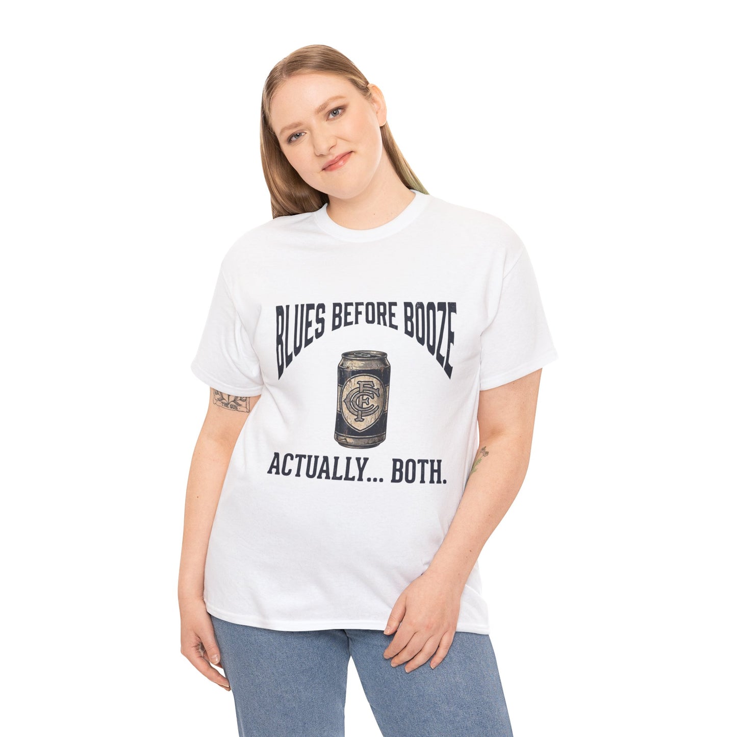Funny Carlton Supporter Beer Tee - Blues Before Booze T-Shirt