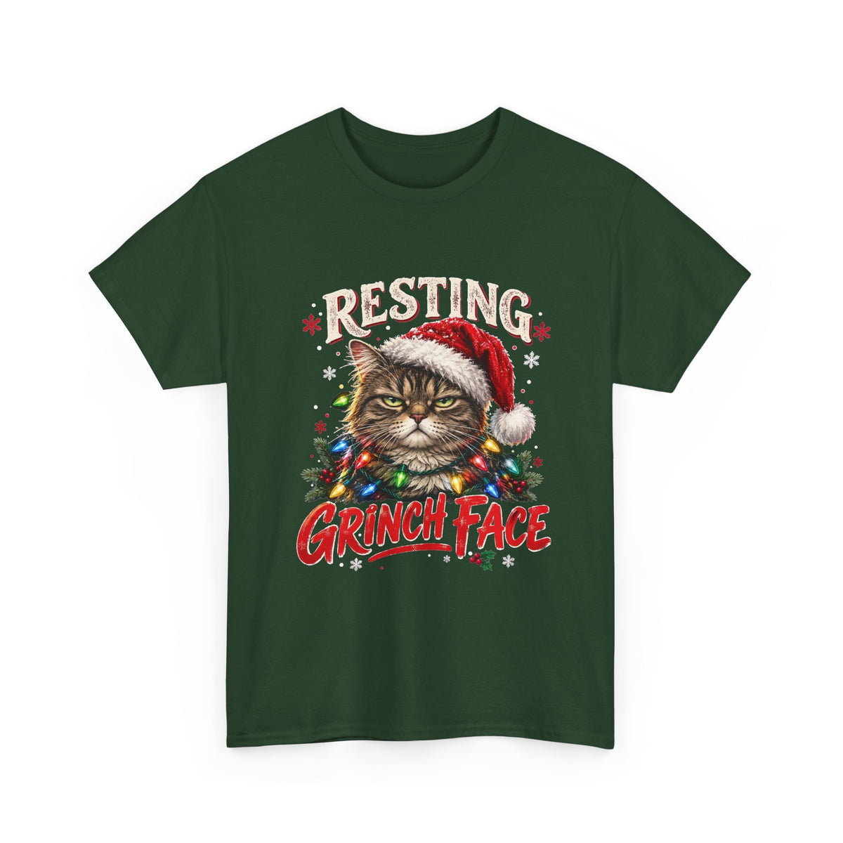 Resting Grinch Face Christmas Cat T-Shirt