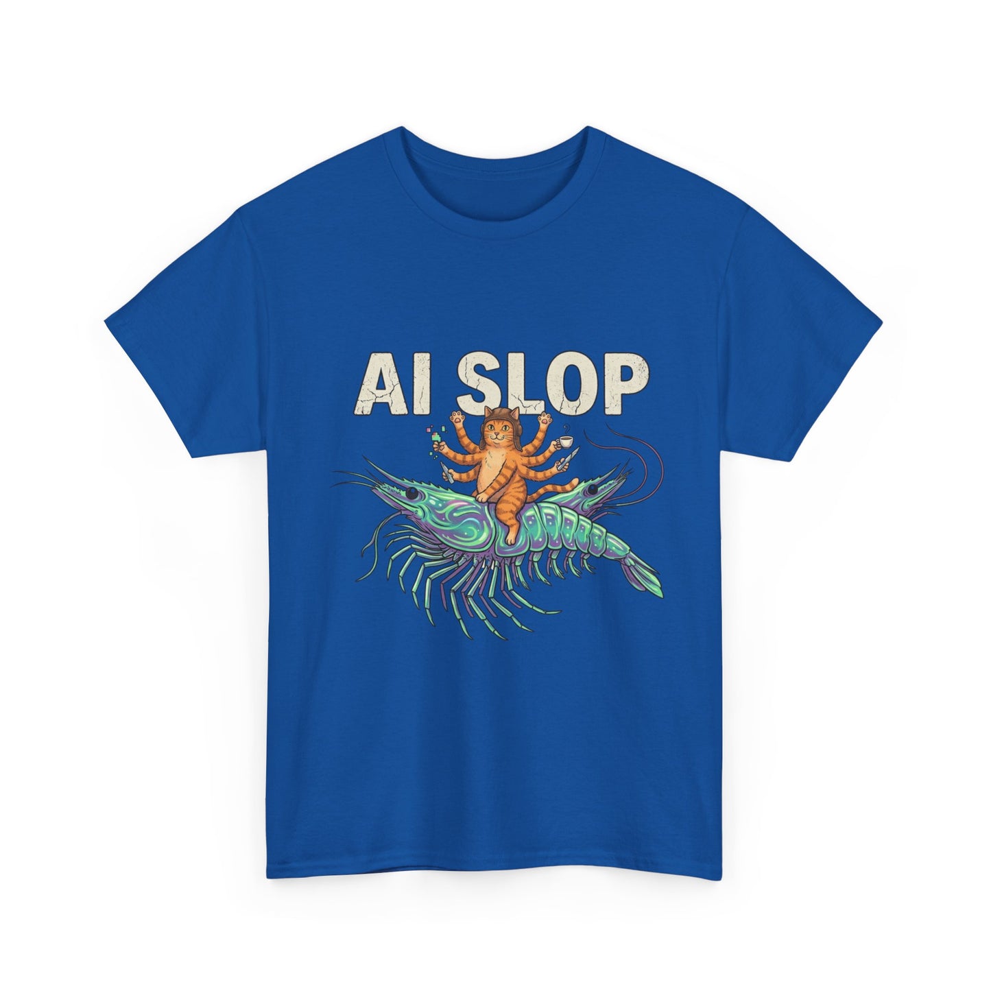 AI Slop T-Shirt | Surreal Cat Riding a Shrimp Meme Tee | Funny AI Art Shirt