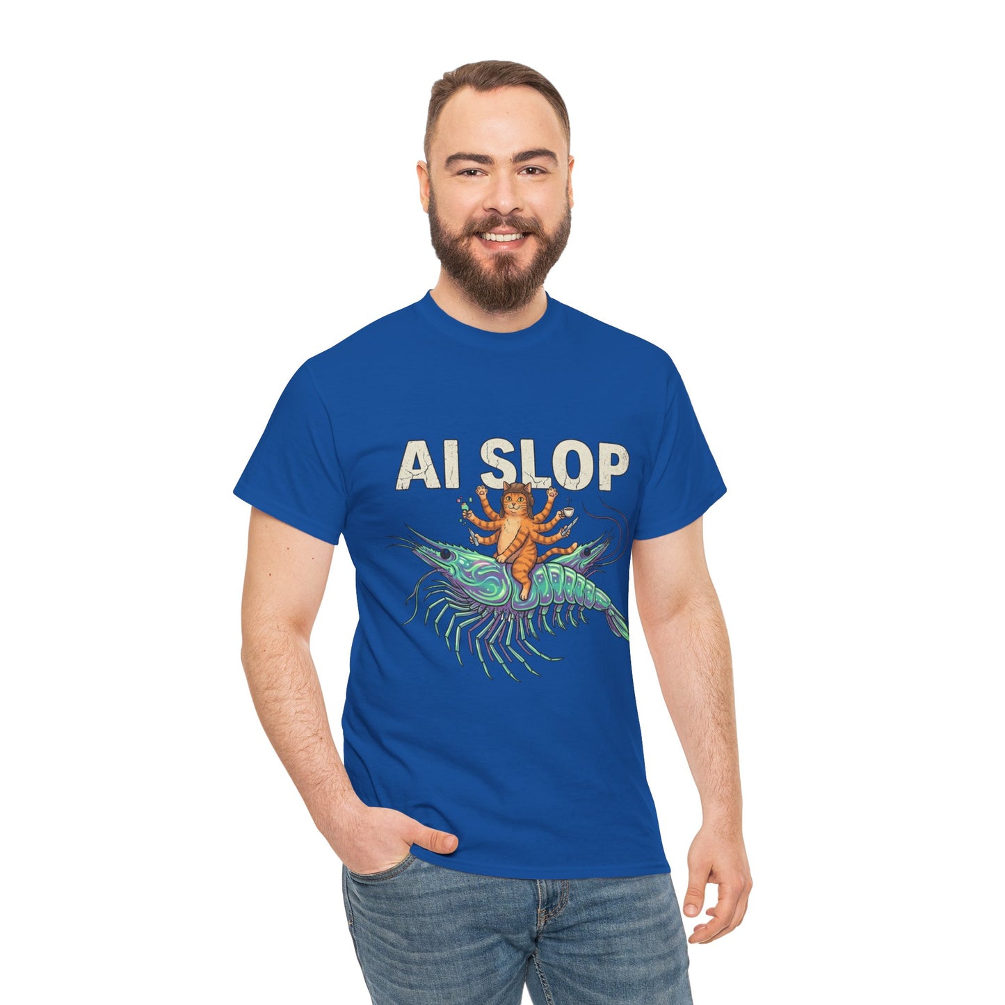 AI Slop T-Shirt | Surreal Cat Riding a Shrimp Meme Tee | Funny AI Art Shirt