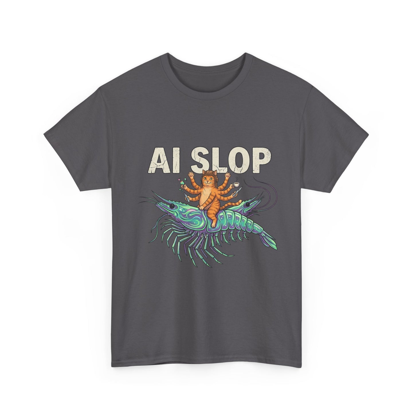 AI Slop T-Shirt | Surreal Cat Riding a Shrimp Meme Tee | Funny AI Art Shirt