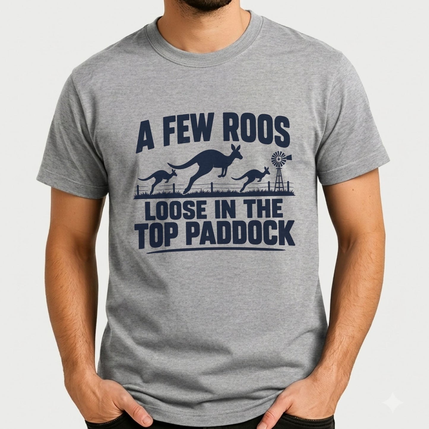 A Few Roos Loose in the Top Paddock T-Shirt – Funny Aussie Kangaroo Tee