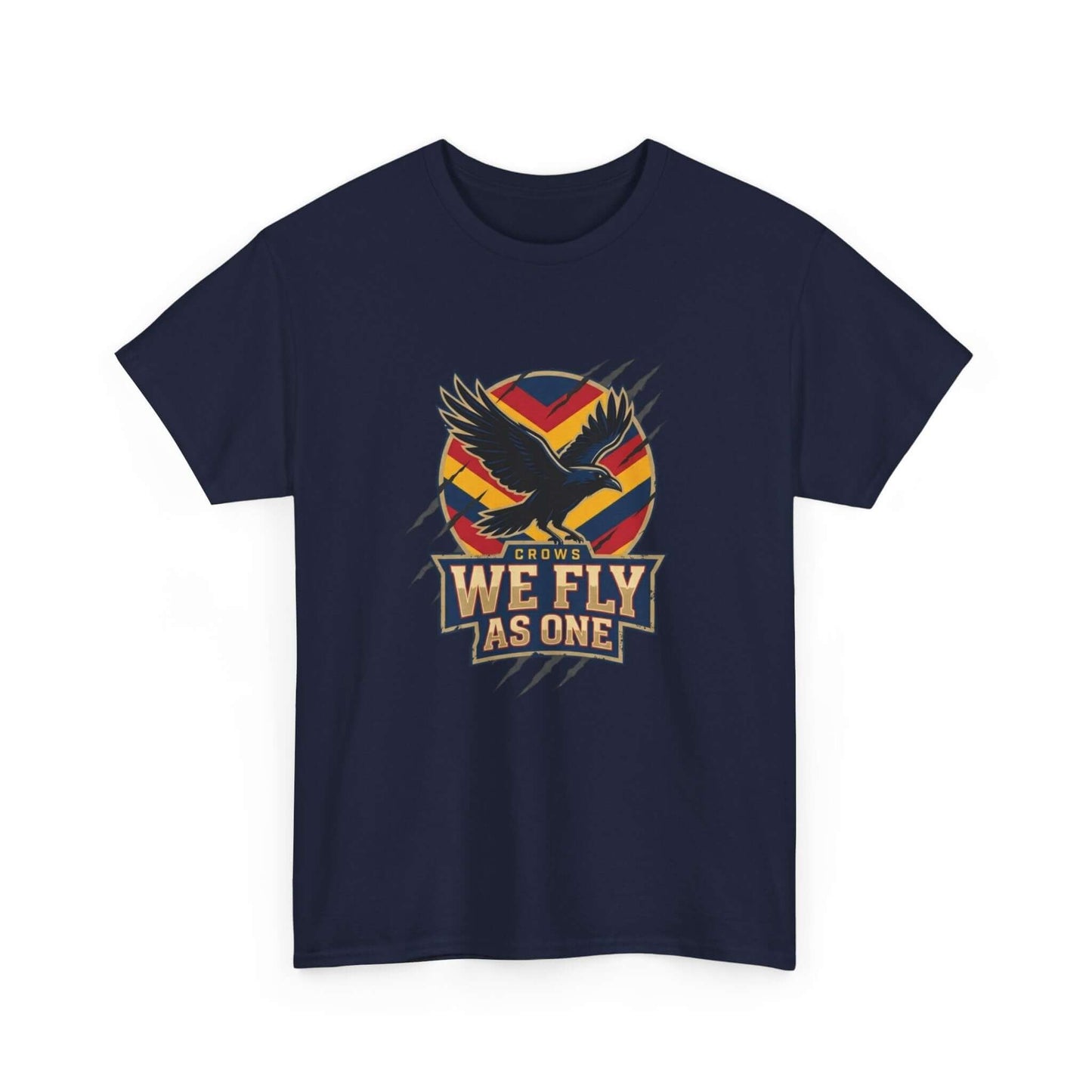Adelaide Crows supporter tee with “We Fly As One” slogan, classic footy fan apparel