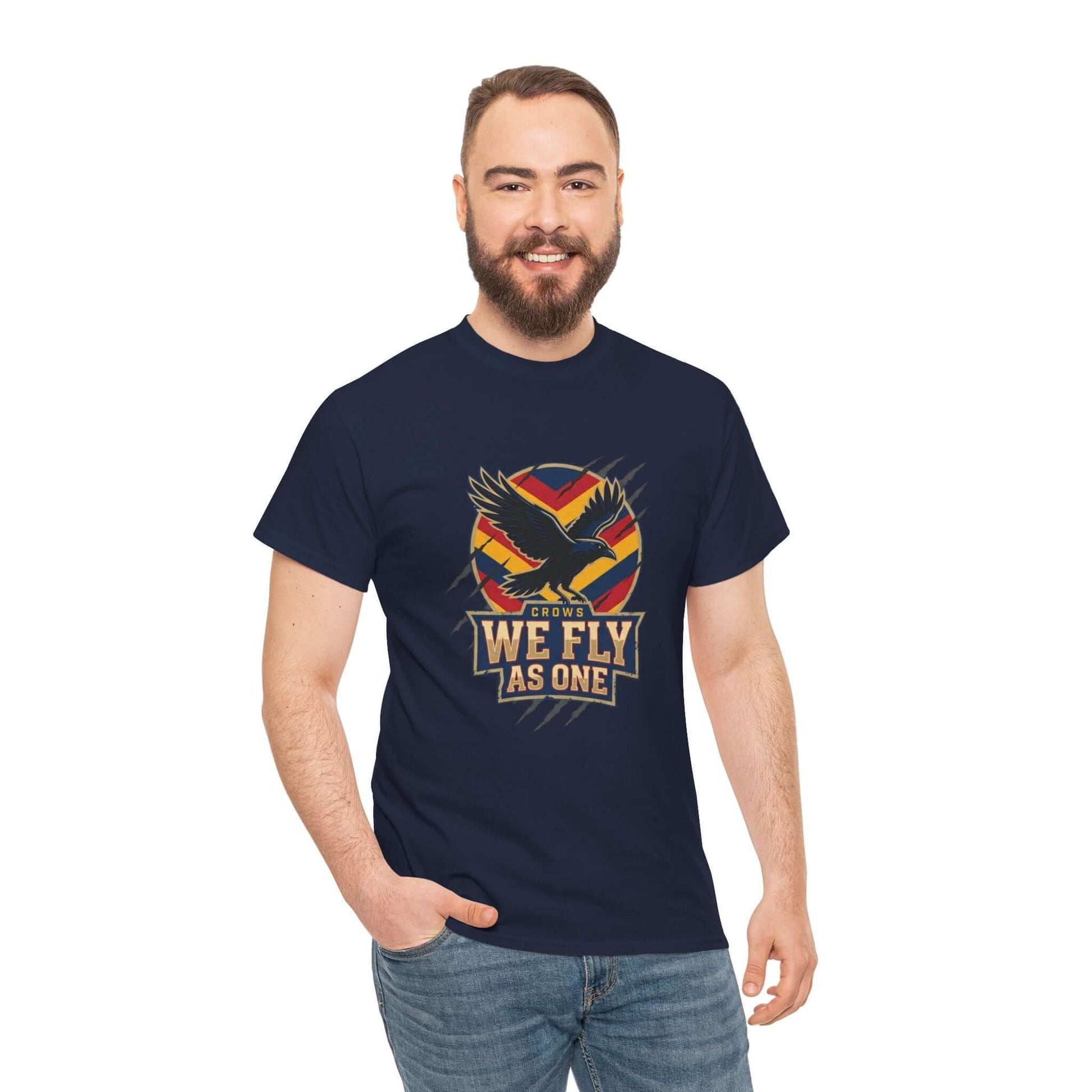 Adelaide Crows themed t-shirt for supporters, “We Fly As One” bold graphic design
