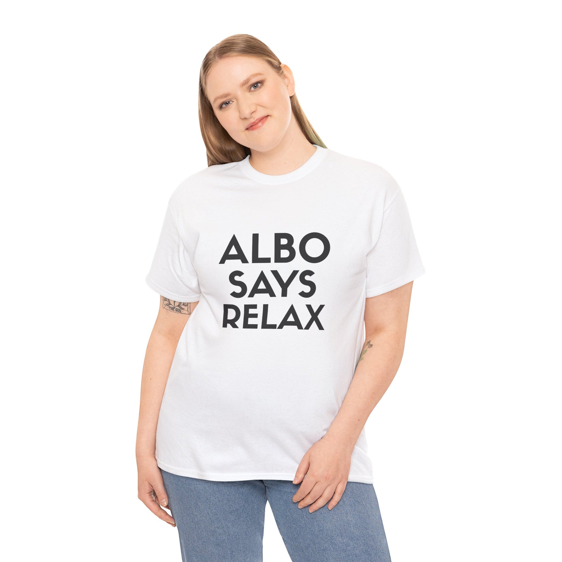 Anthony Albanese themed Albo says Relax t shirt