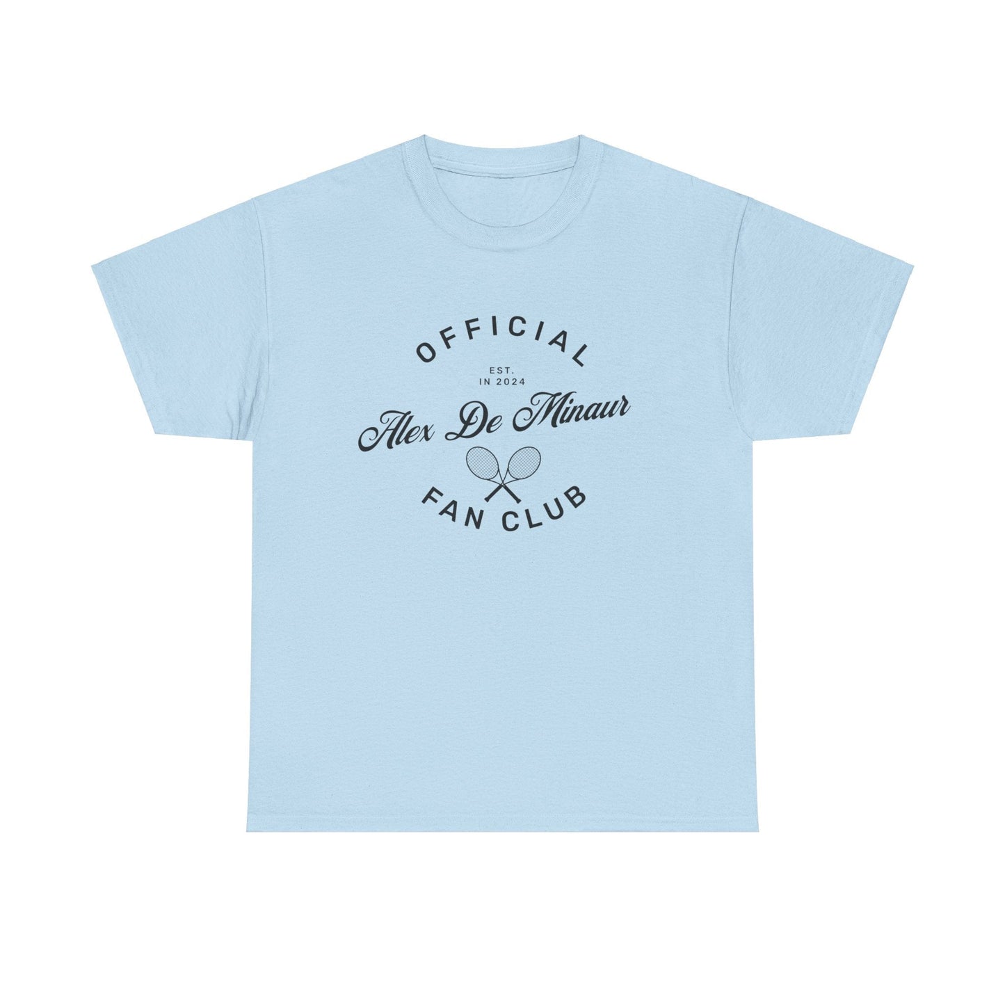 Join the 'Alex De Minaur Fan Club' with this stylish t-shirt—great for fans of the Aussie tennis star