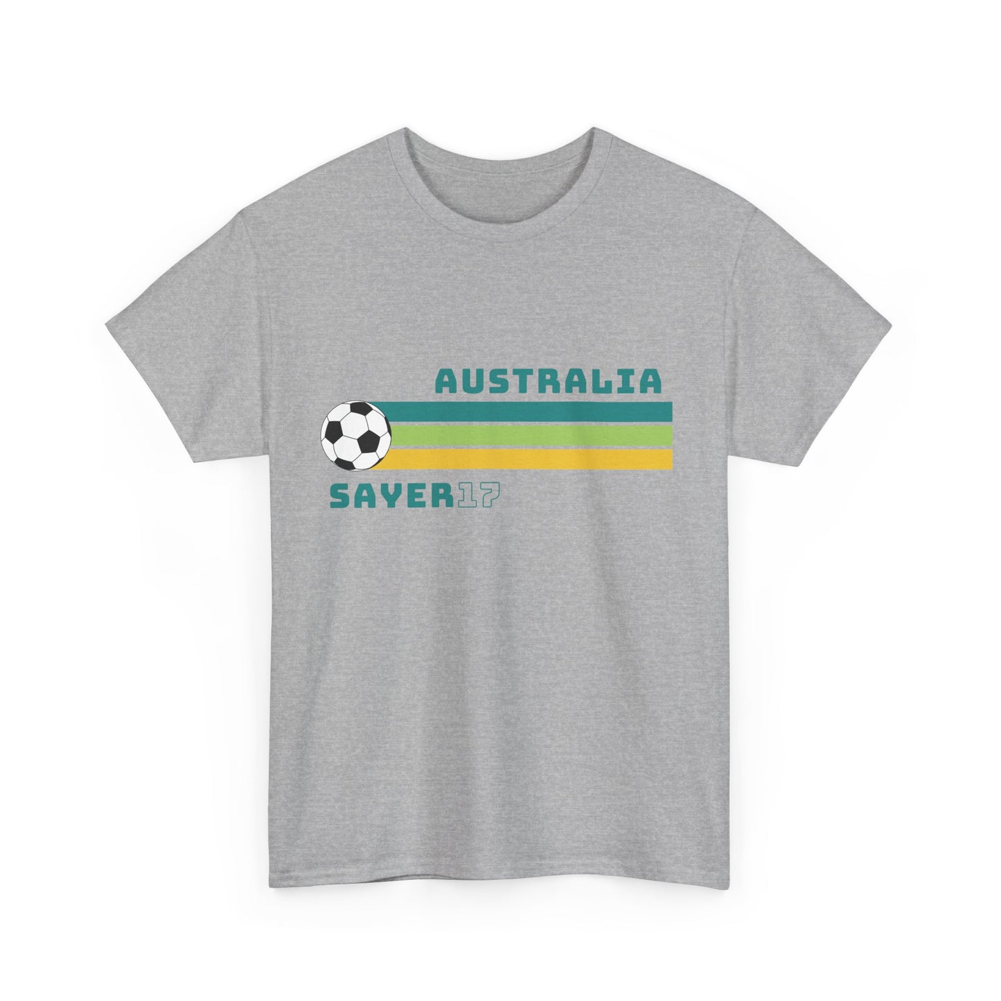 Amy Sayer football shirt in green and gold with bold number 17