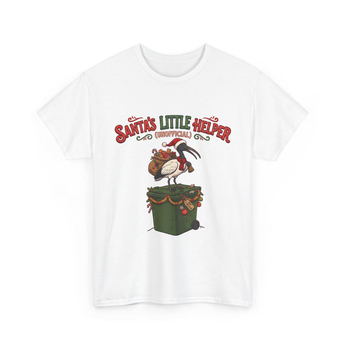 Santa’s Little Helper Unofficial Bin Chicken Christmas T-Shirt | Funny Aussie Christmas Tee