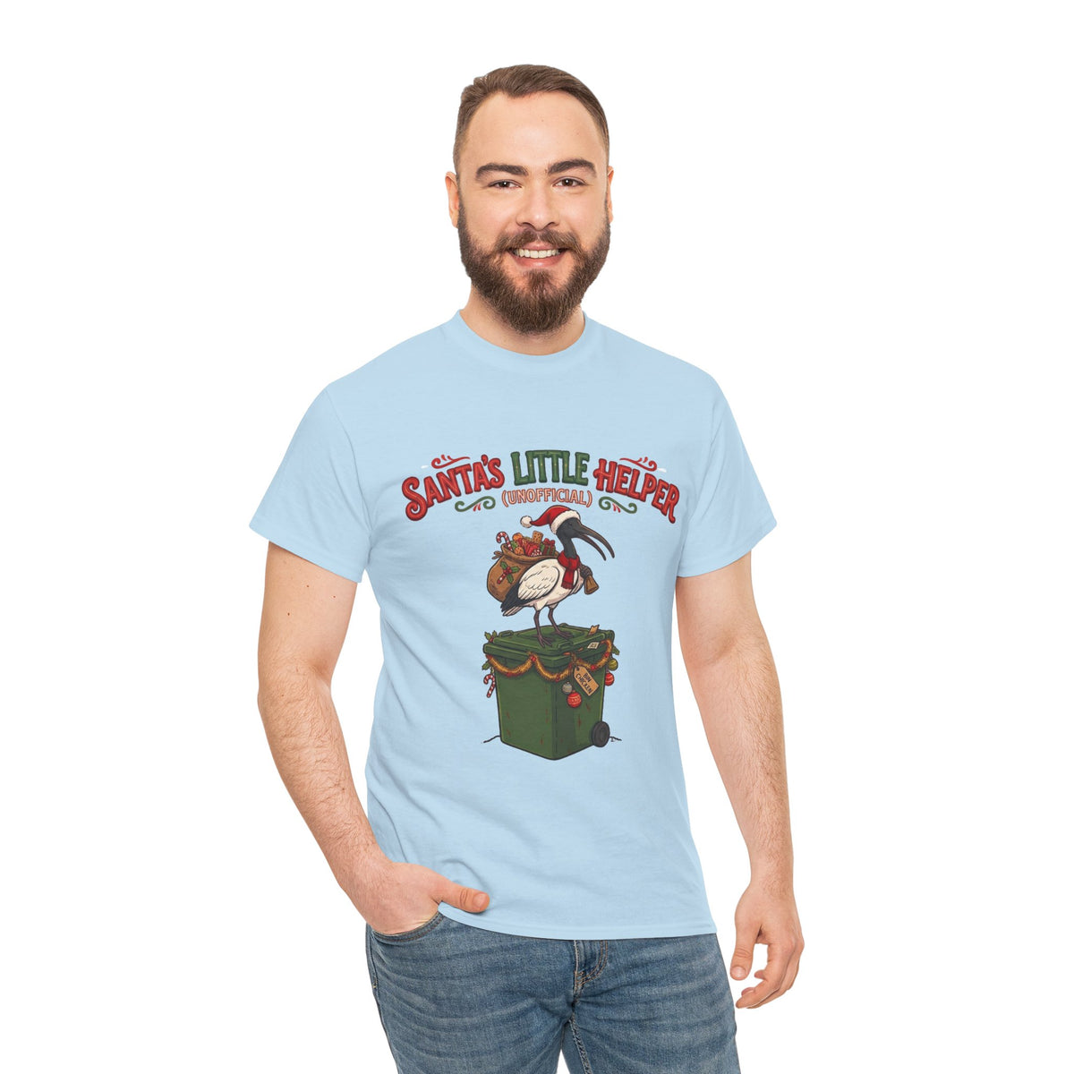 Santa’s Little Helper Unofficial Bin Chicken Christmas T-Shirt | Funny Aussie Christmas Tee