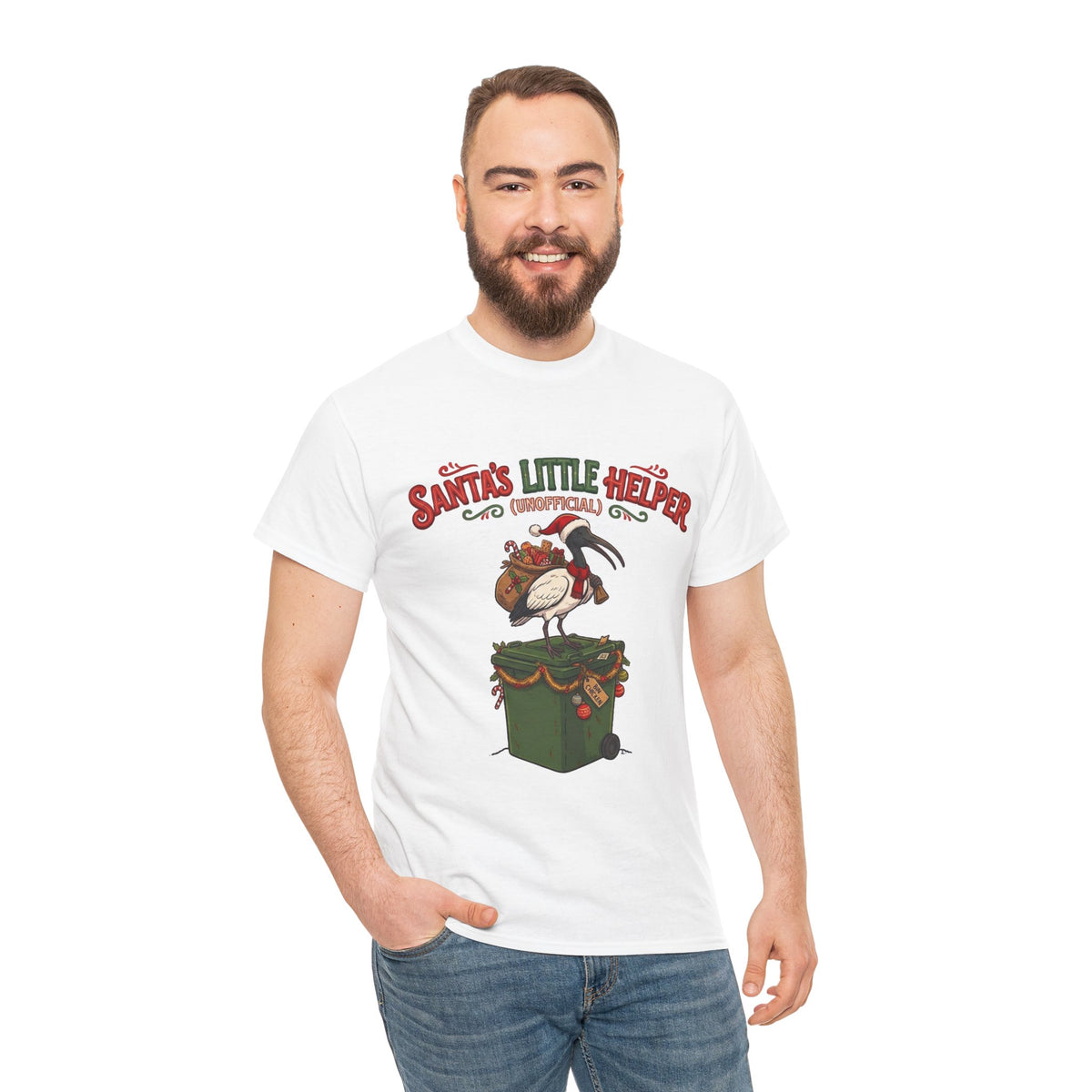 Santa’s Little Helper Unofficial Bin Chicken Christmas T-Shirt | Funny Aussie Christmas Tee