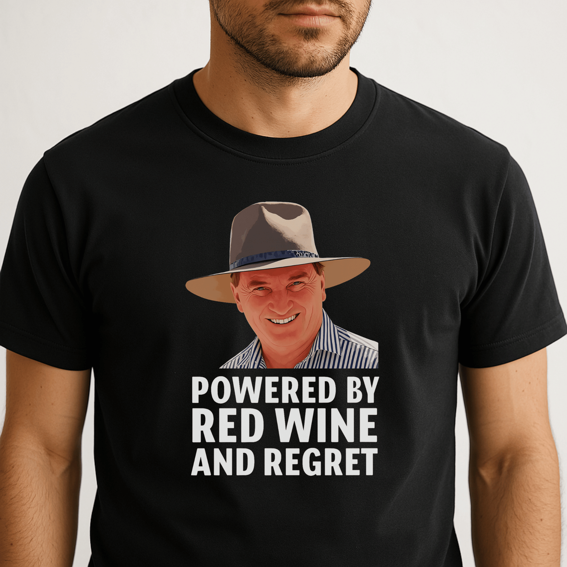 Funny Barnaby Joyce t-shirt featuring a cheeky Aussie political satire design – perfect for fans of bold humour and local politics.