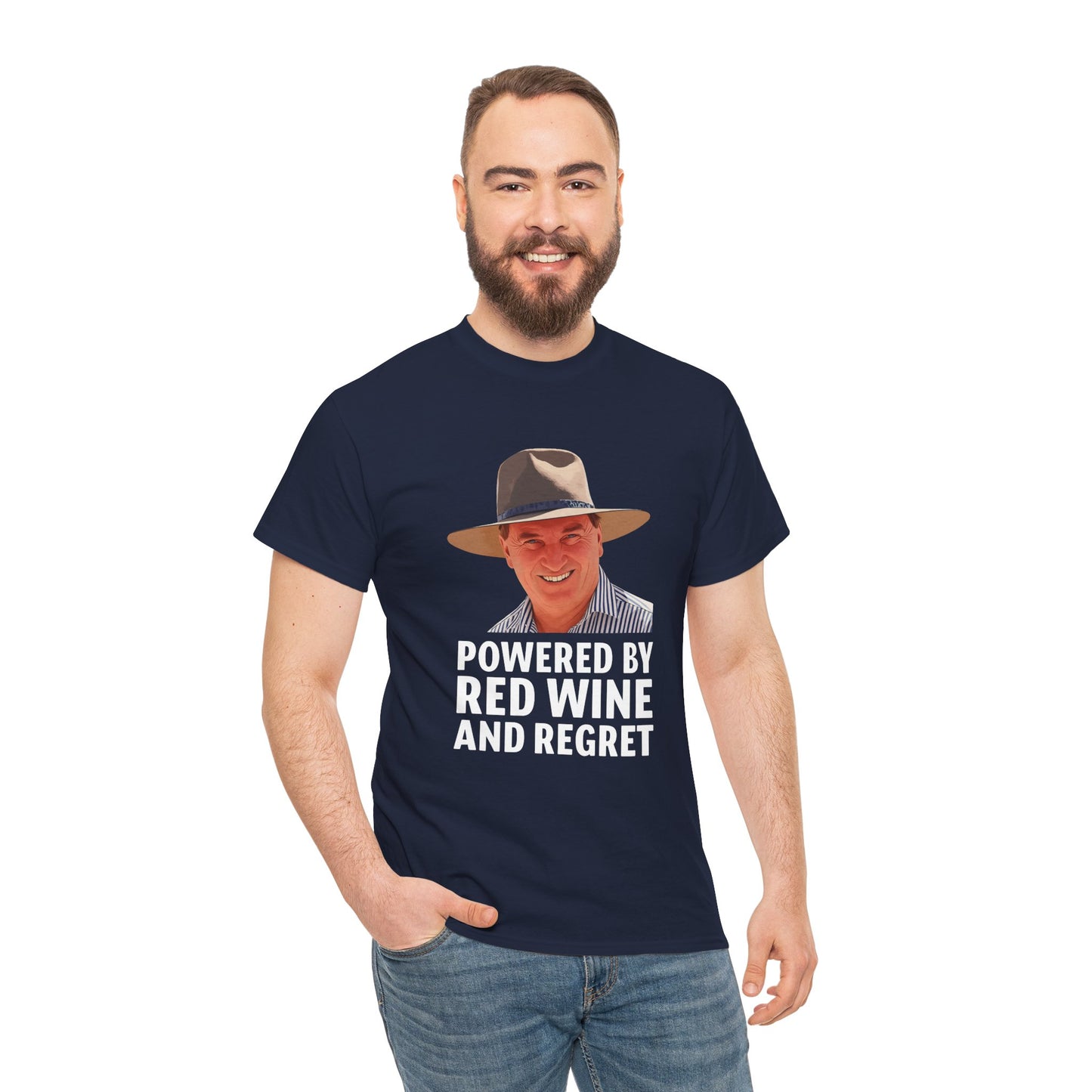 Aussie satire tee with Barnaby Joyce and a nod to political regret
