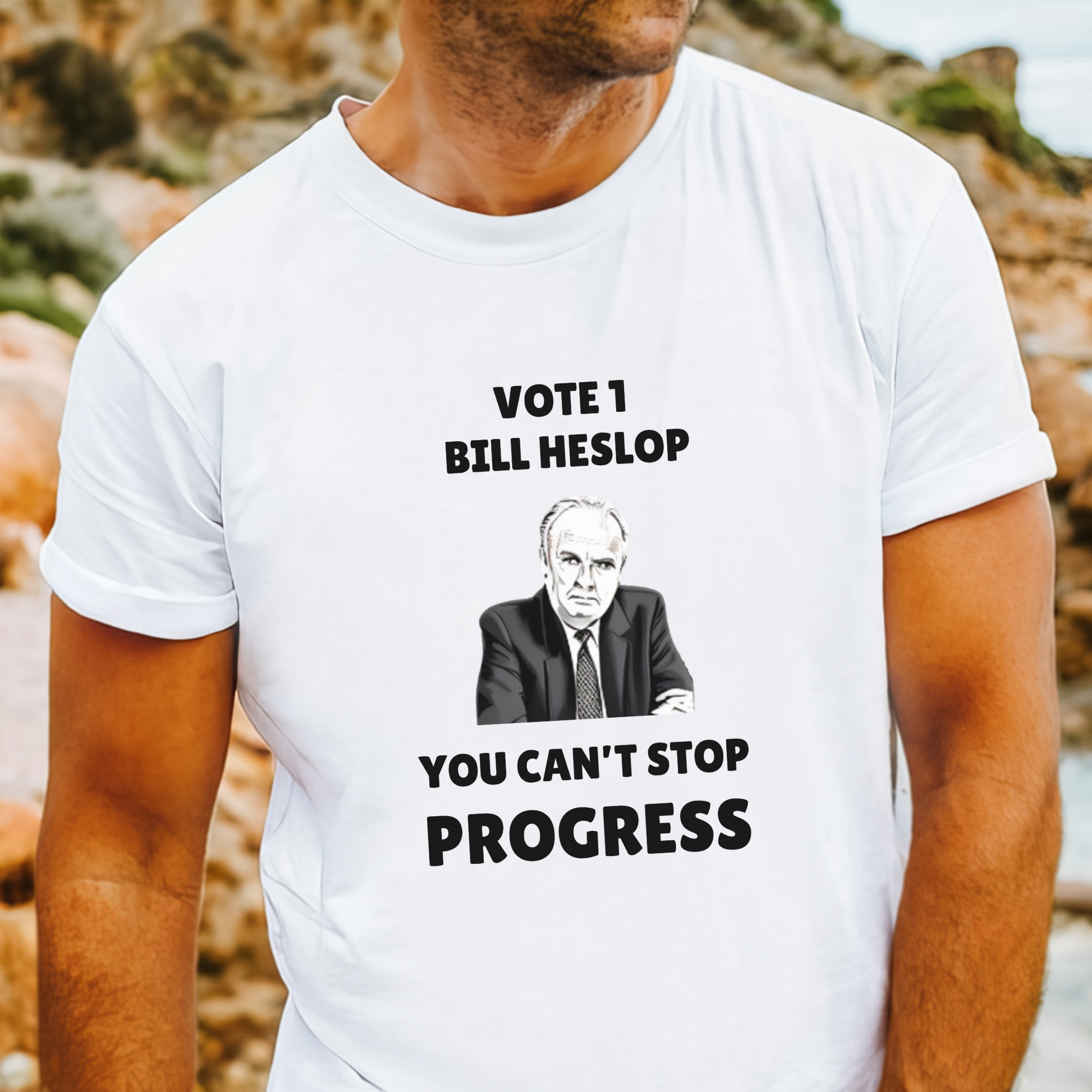 Retro Muriel’s Wedding fan shirt – Vote 1 Bill Heslop