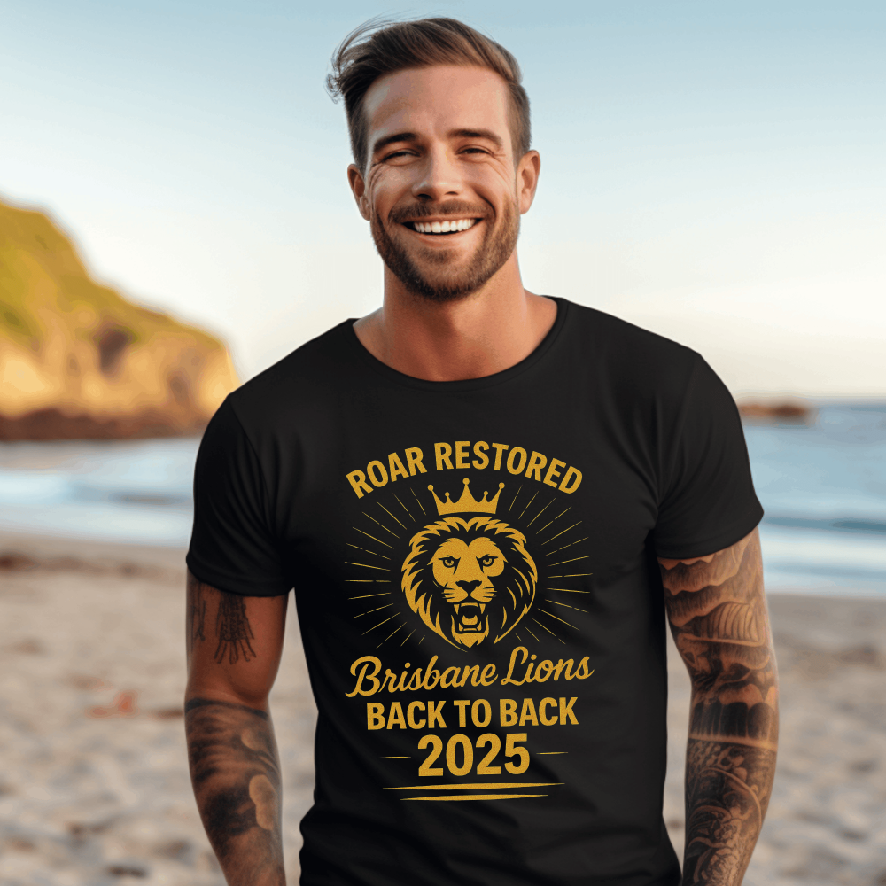 Brisbane Lions Premiers 2025 T-Shirt “Roar Restored: Back to Back” for AFL fans