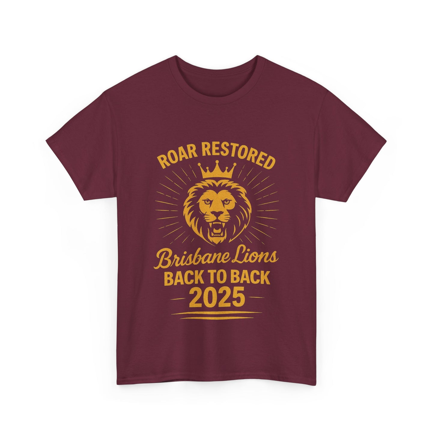 Brisbane Lions 2025 premiers t-shirt “Roar Restored: Back to Back” for game day