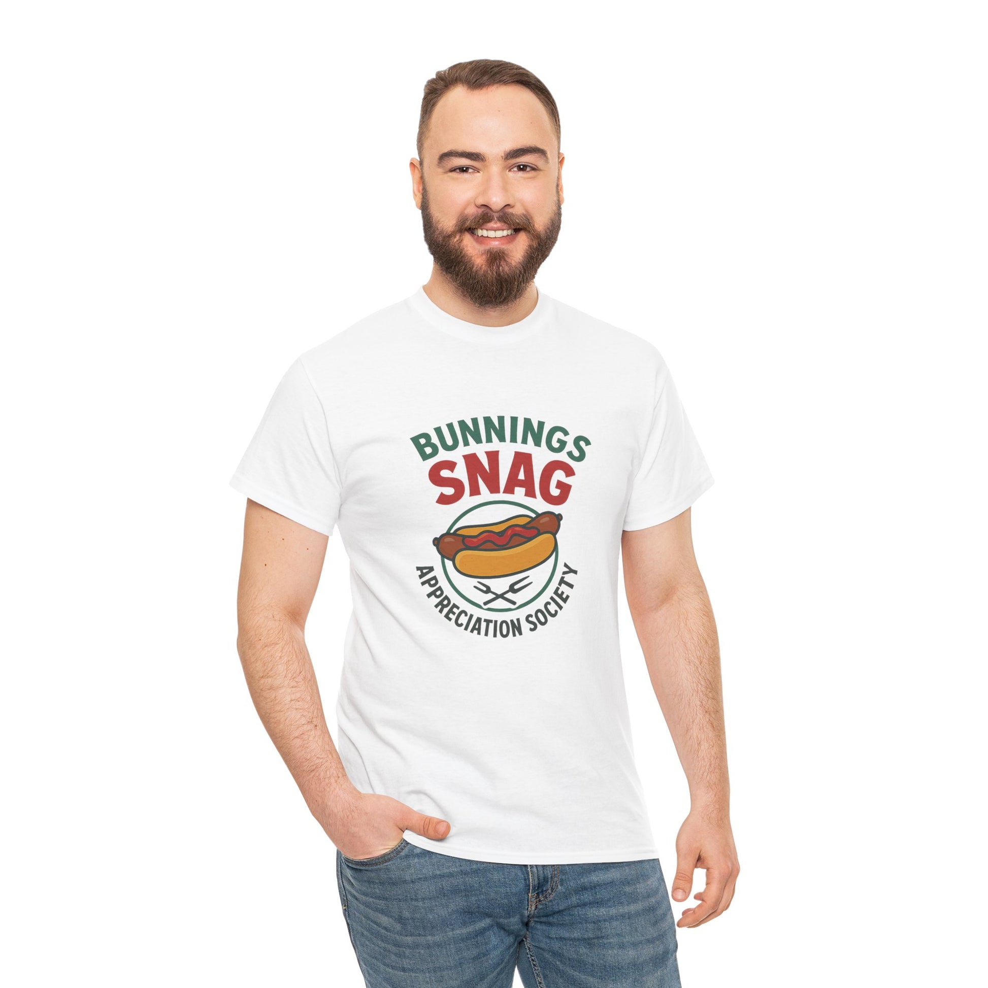 Novelty t-shirt celebrating iconic Bunnings snags