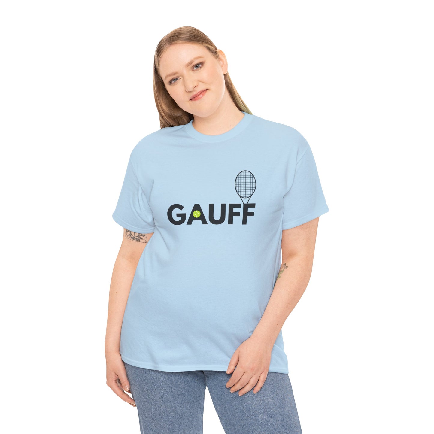 Women’s tennis supporter shirt inspired by Coco Gauff featuring racquet and tennis ball design