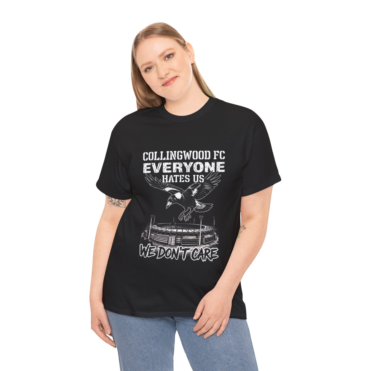 Collingwood Magpies "Everyone Hates Us, We Don't Care" MCG Swoop Tee