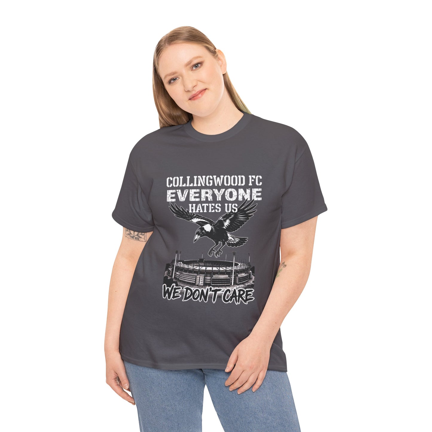 Collingwood Magpies "Everyone Hates Us, We Don't Care" MCG Swoop Tee