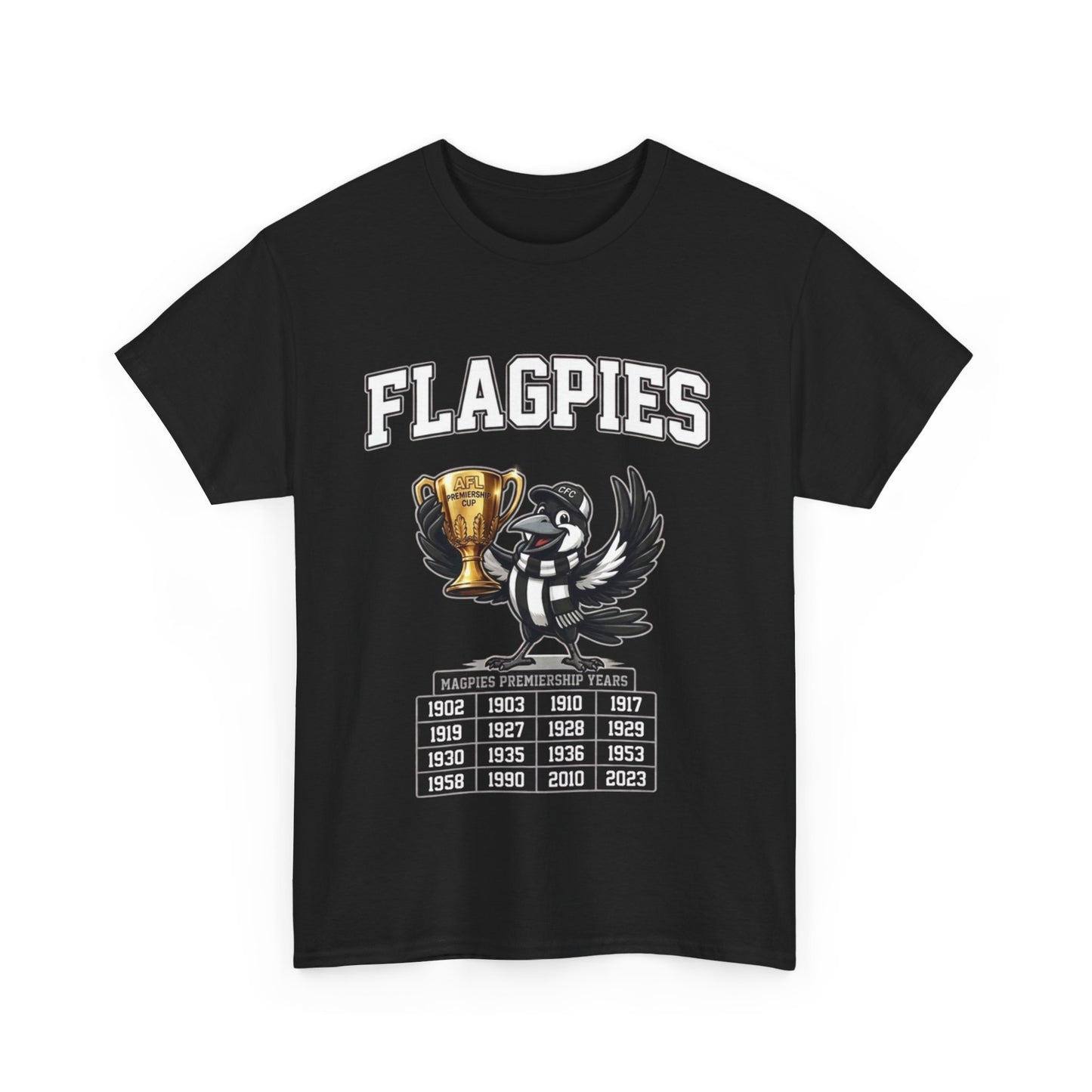 Collingwood Flagpies: Ultimate Premiership History Tee