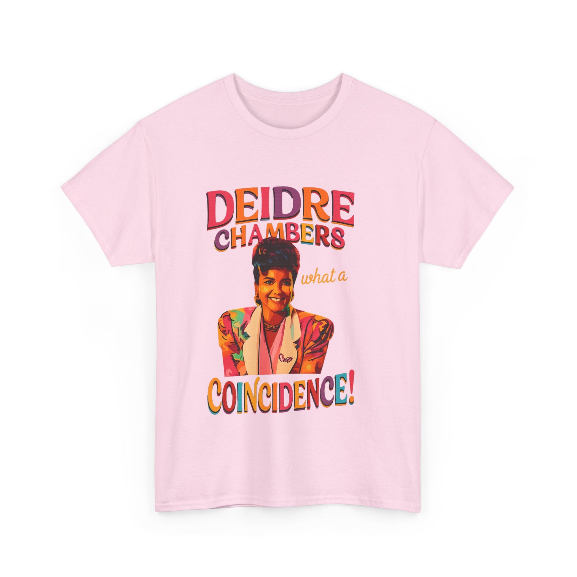 Cartoon Deidre Chambers on Muriel’s Wedding t-shirt with classic line