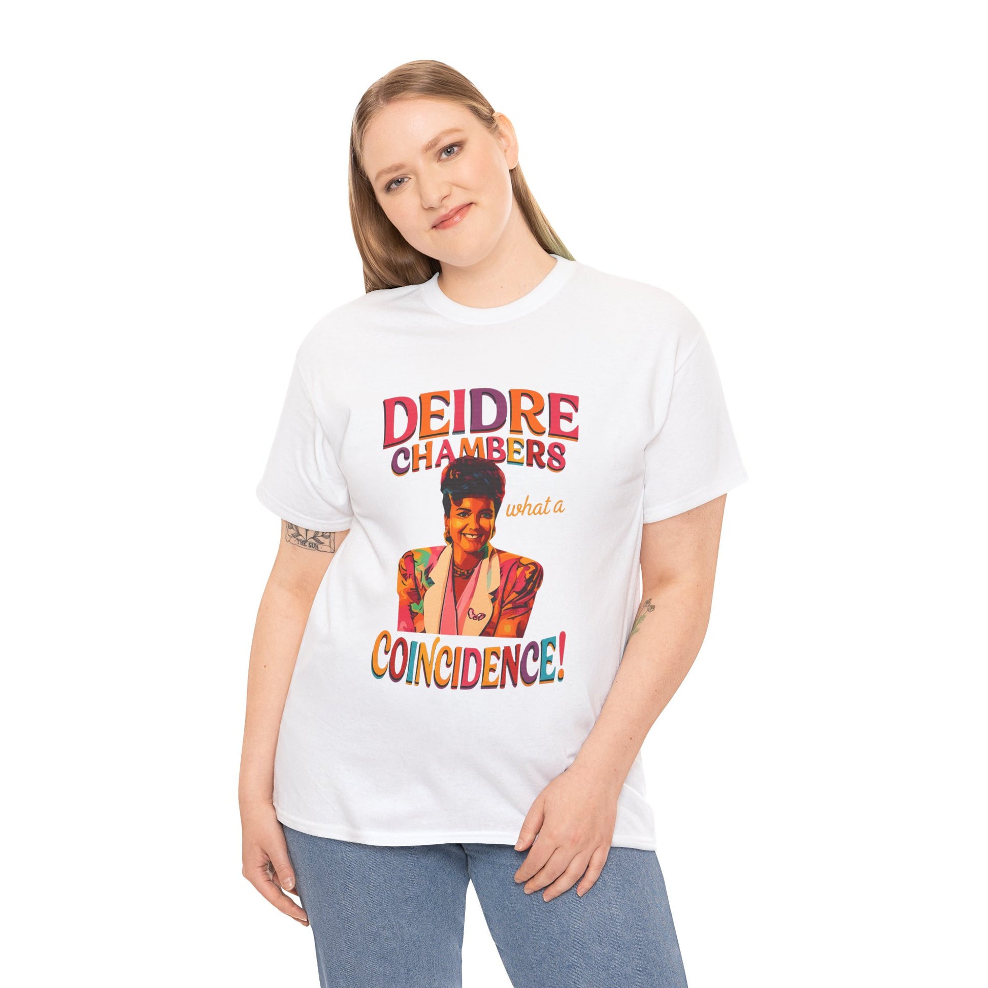 Muriel’s Wedding inspired t-shirt with Deidre Chambers and memorable “What a coincidence!”