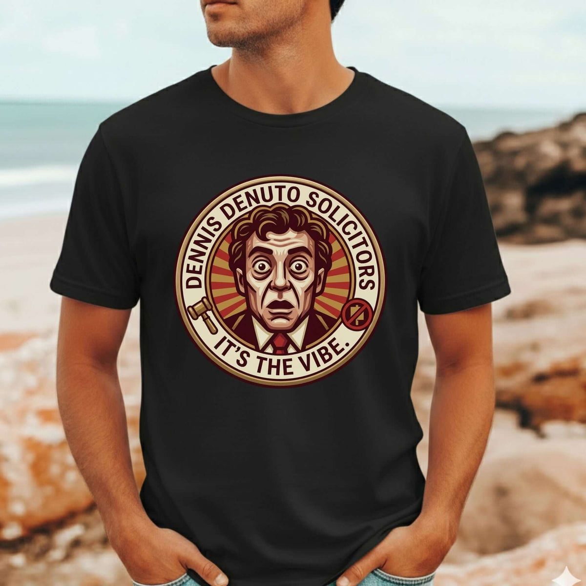 The Castle Dennis Denuto It's the Vibe T-shirt featuring iconic Australian movie design