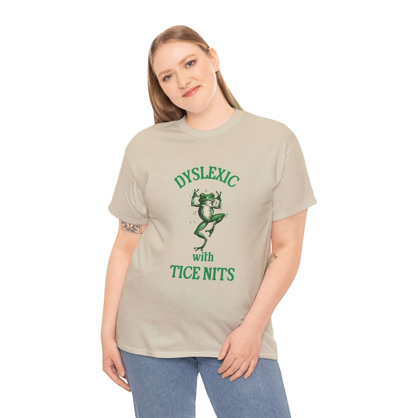 Funny wordplay frog shirt Dyslexic With Tice Nits meme T-shirt Australia
