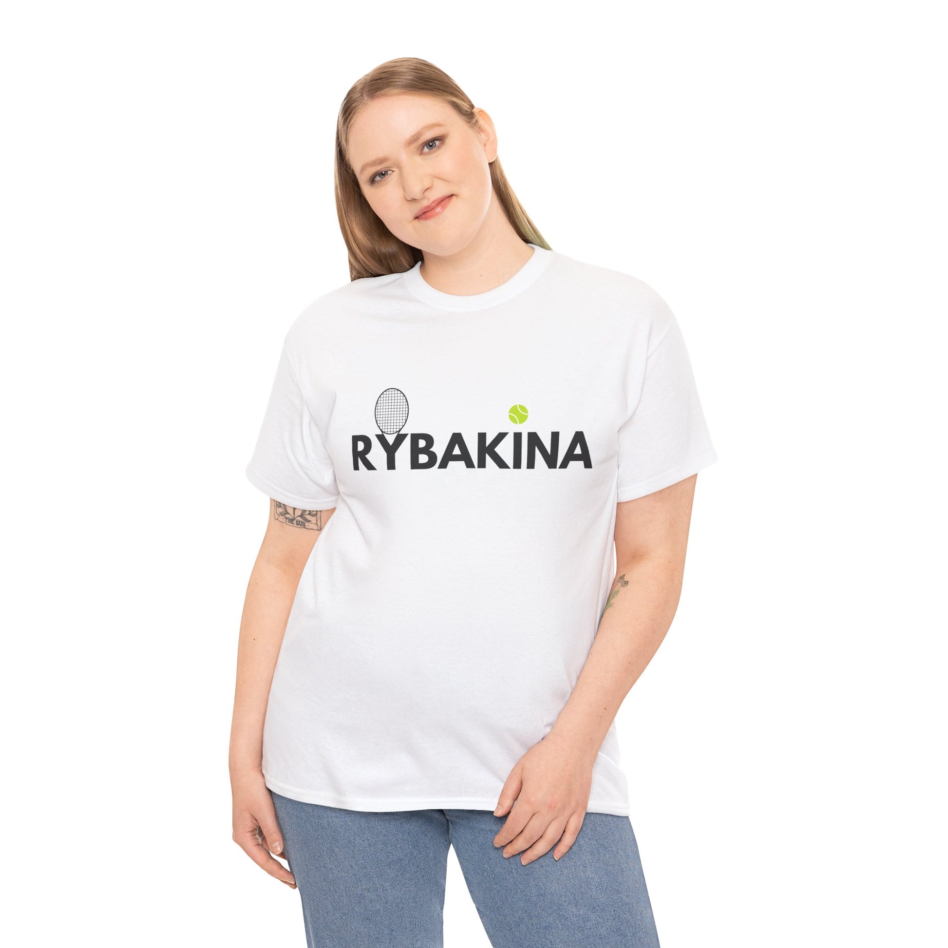 Women’s tennis champion t-shirt featuring Elena Rybakina known for power and precision