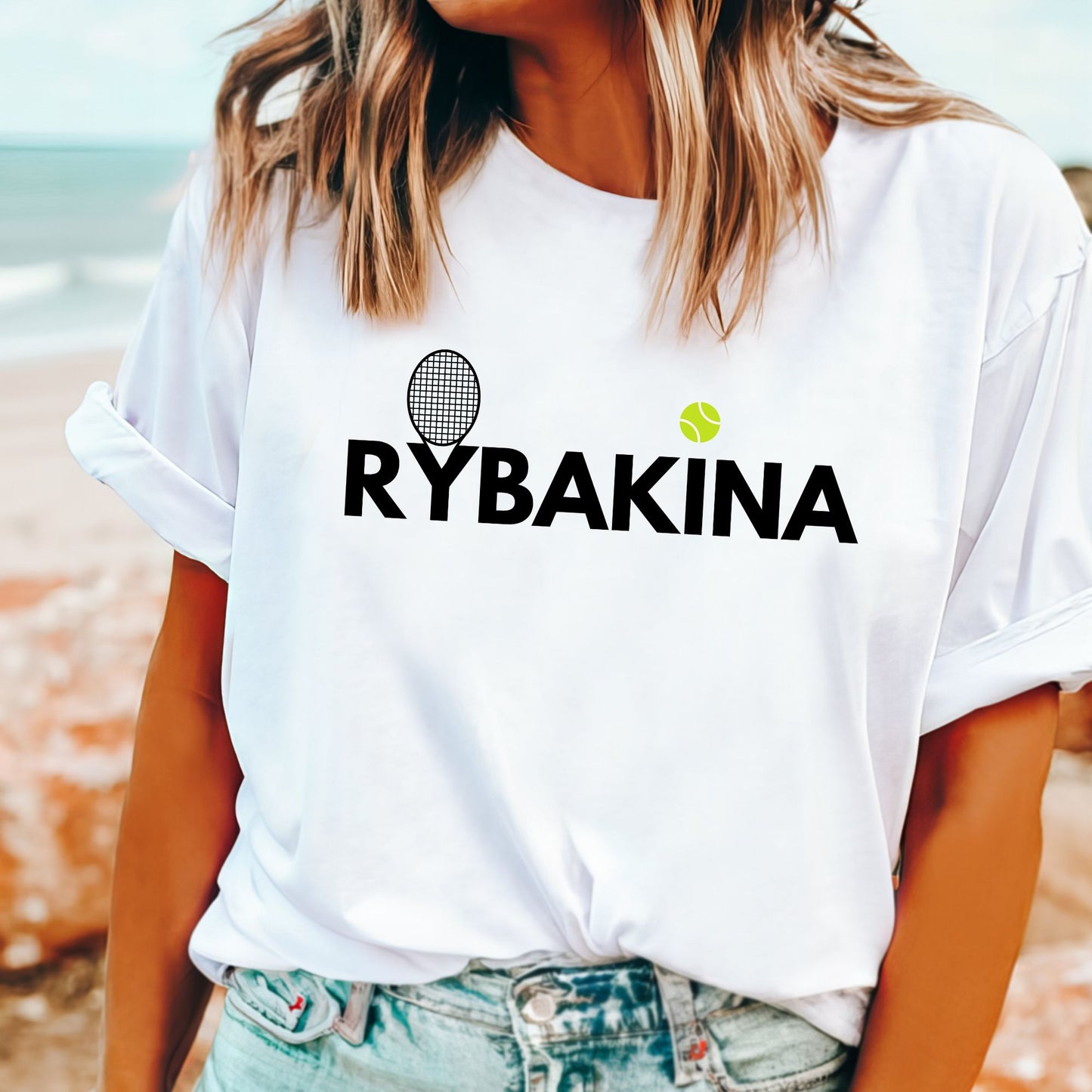 Elena Rybakina Champion tennis t-shirt celebrating the Grand Slam winning women’s tennis star