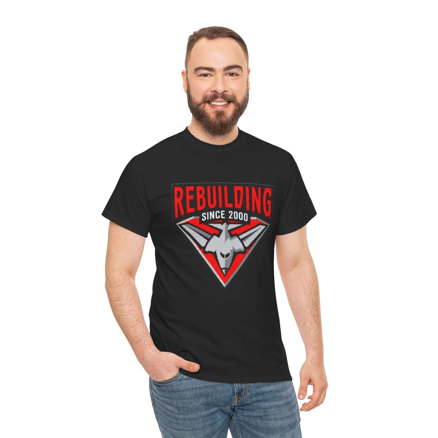 Essendon football humour tee about premiership drought rebuild joke