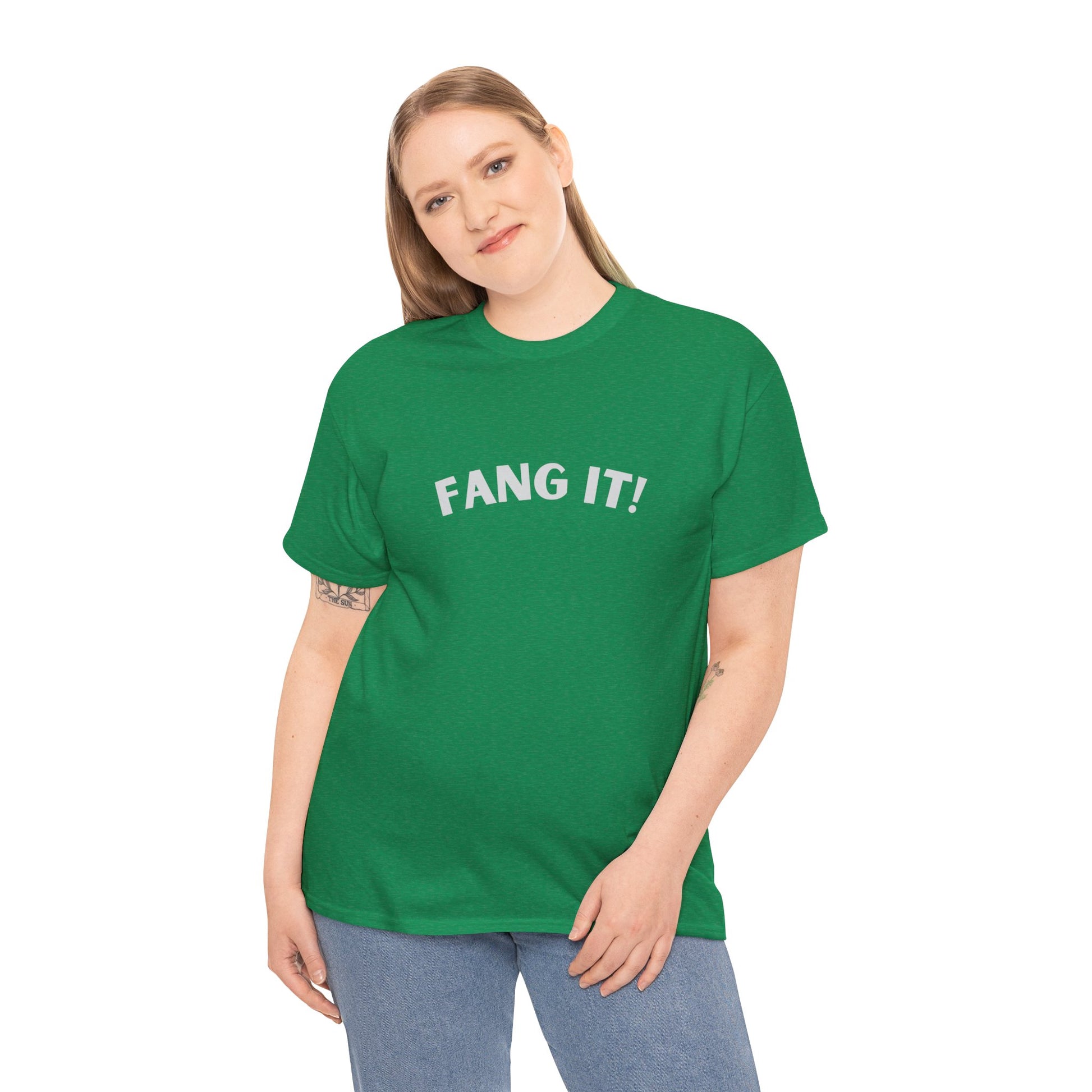 "Fang It!" printed tee styled for a relaxed, everyday Aussie look