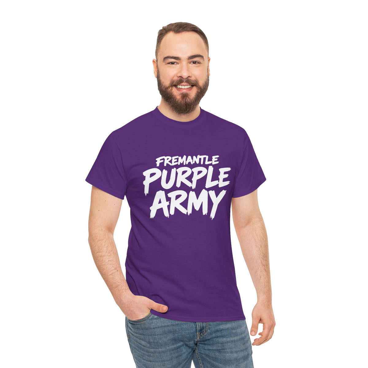 Purple Fremantle Dockers supporter T-shirt with bold Purple Army design