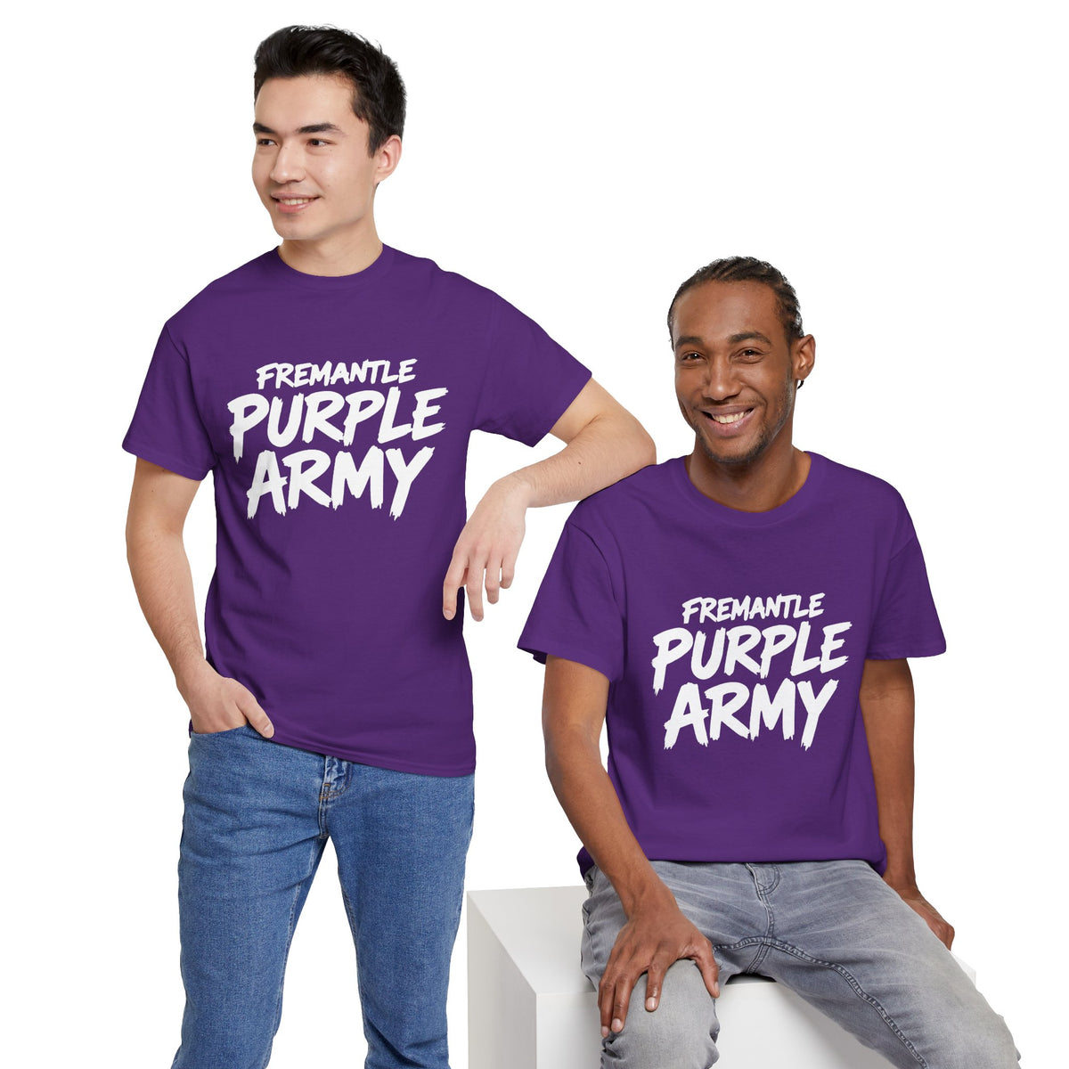 Fremantle Dockers fan tee featuring Purple Army slogan