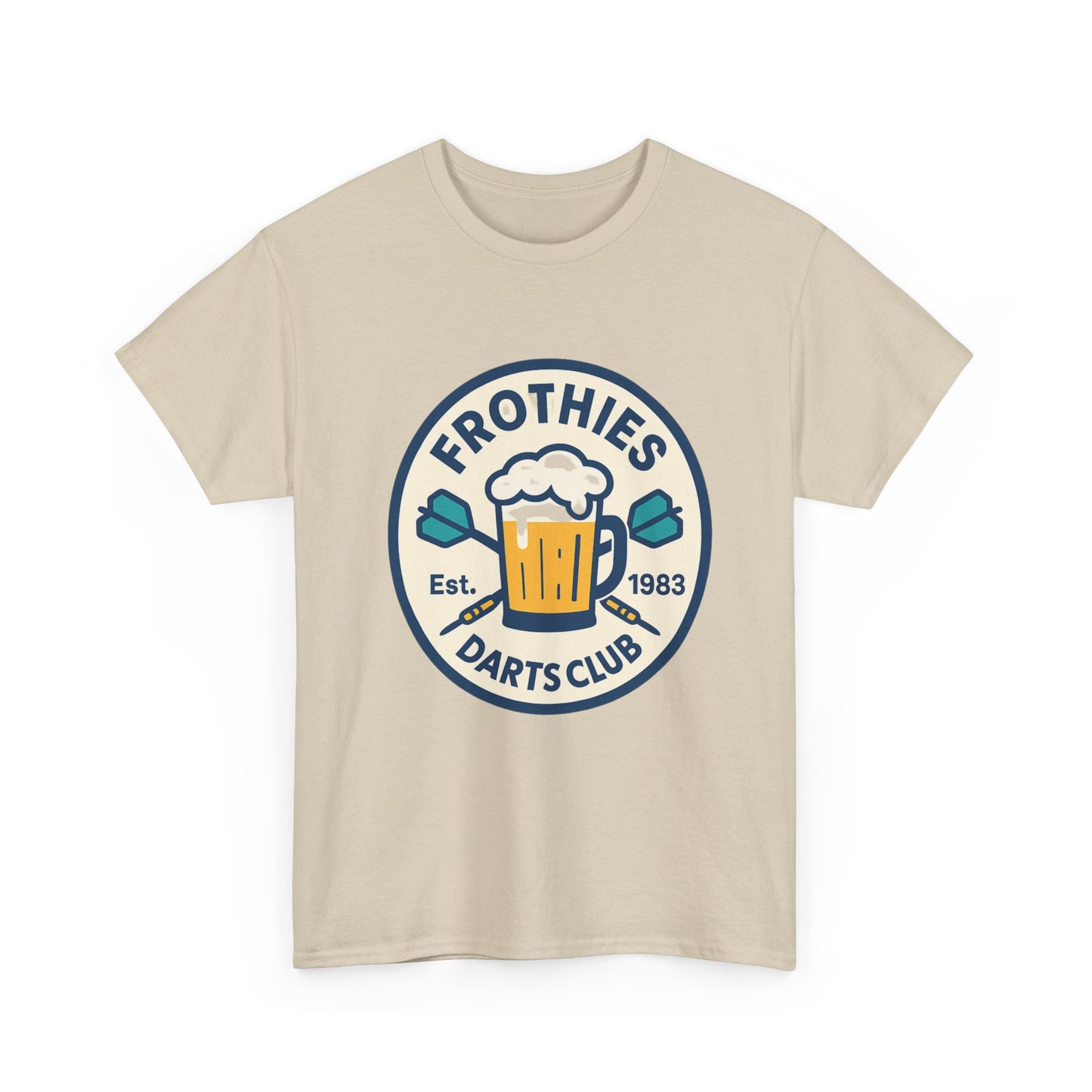 Bold Frothies & Darts Club tee with beer logo – ideal for smoko legends and pub goers
