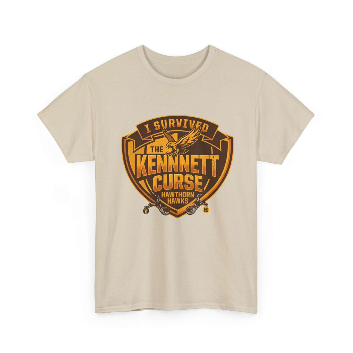 Funny Hawthorn Hawks footy fan shirt featuring I Survived The Kennett Curse slogan