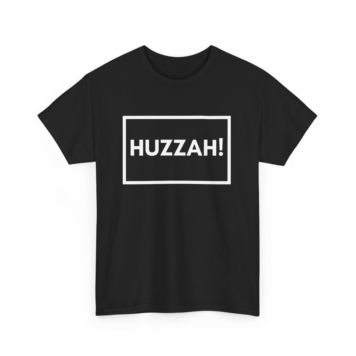 Huzzah slogan t-shirt with bold celebratory text