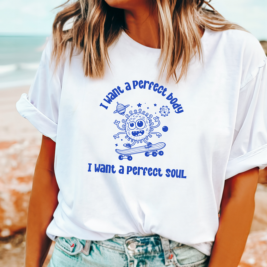 Radiohead "I Want a Perfect Body, I Want a Perfect Soul" Cartoon Tee