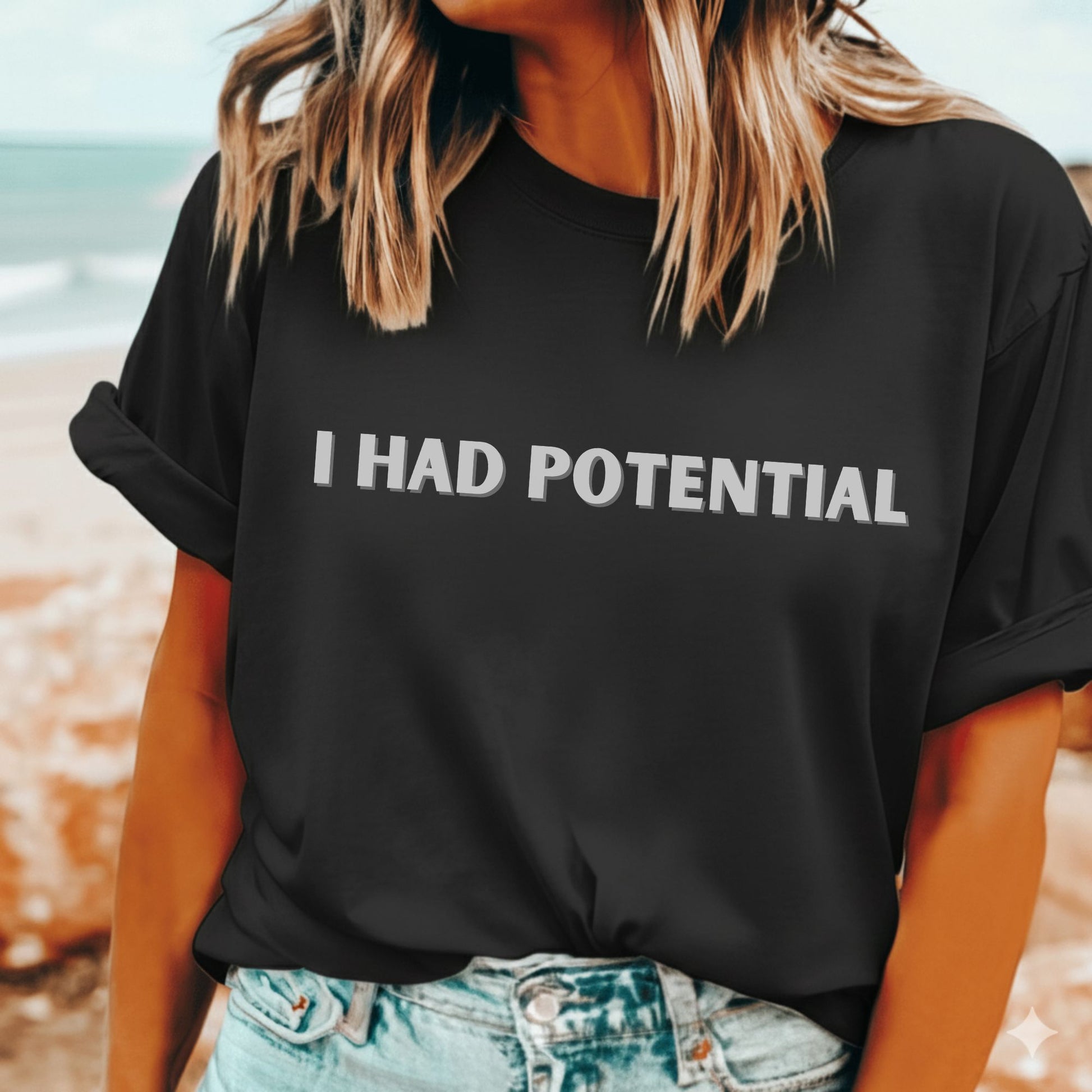 “I Had Potential” funny slogan t-shirt in unisex heavy cotton style