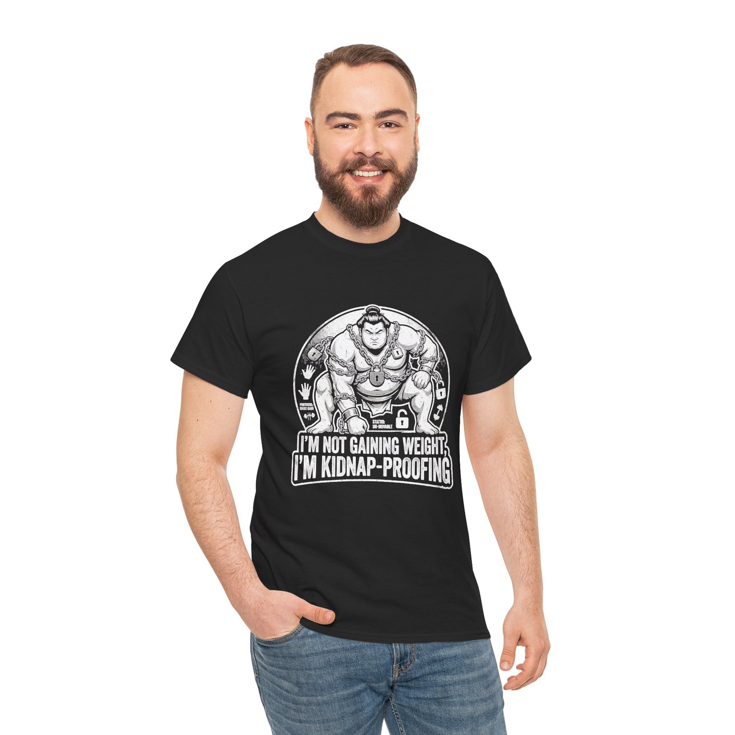 Black sumo graphic t-shirt — funny gym humour novelty gift for men and women