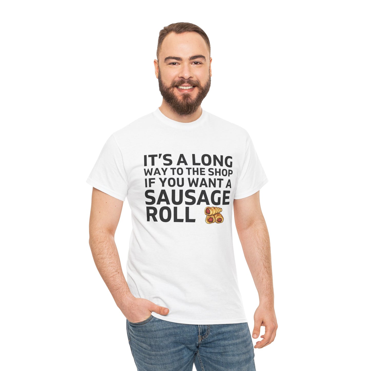 Sausage roll t-shirt inspired by "It’s a long way to the top" lyric