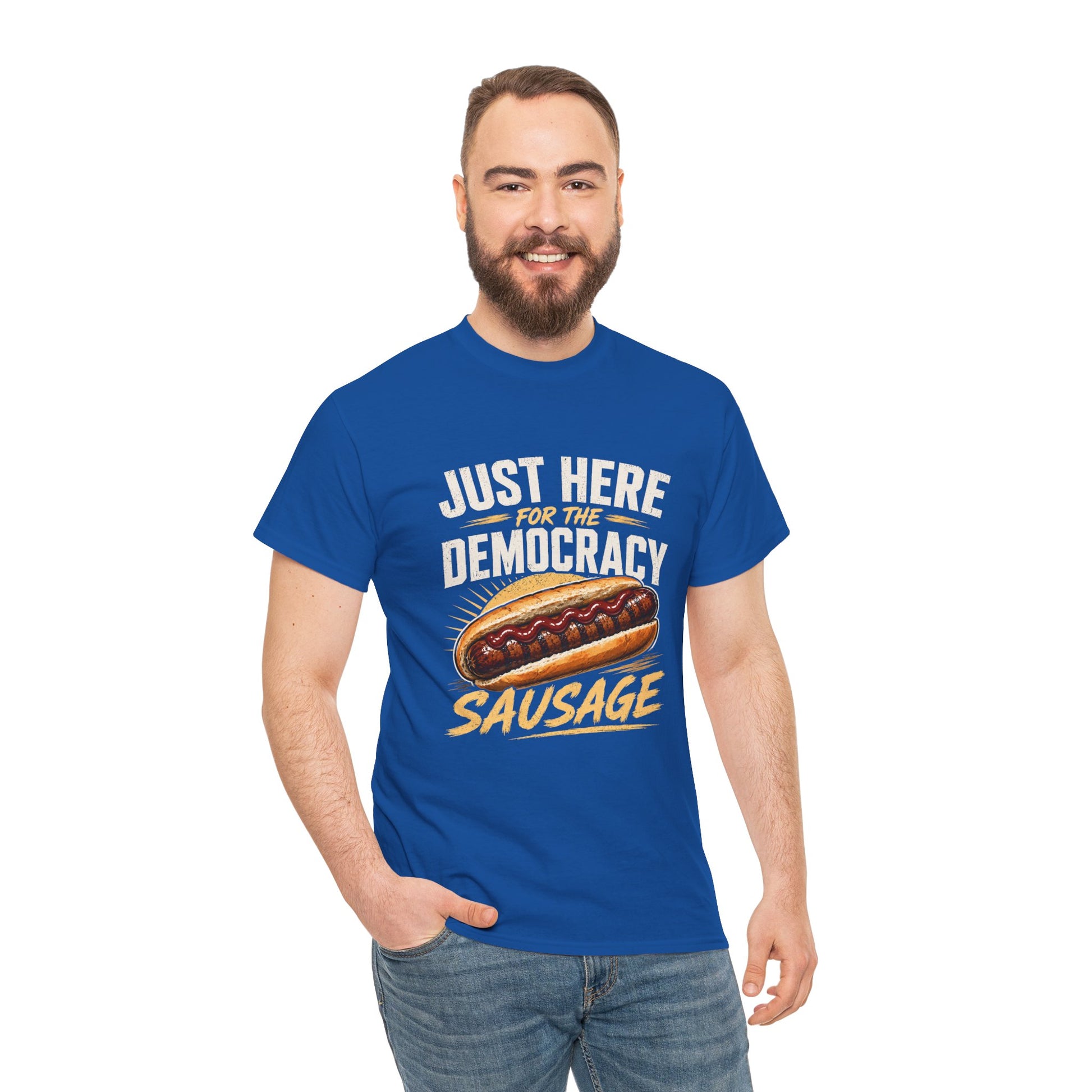 Humorous Australian political t-shirt celebrating democracy sausage at the polling booth