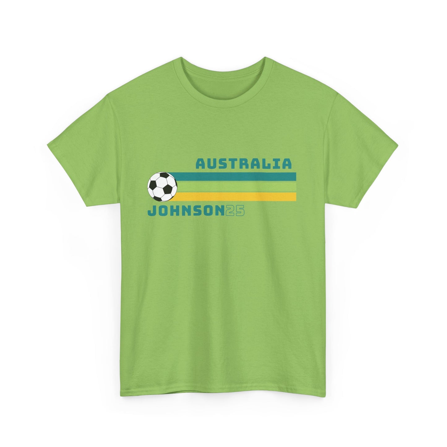 Australia-themed t-shirt celebrating Kahli Johnson’s Matildas debut