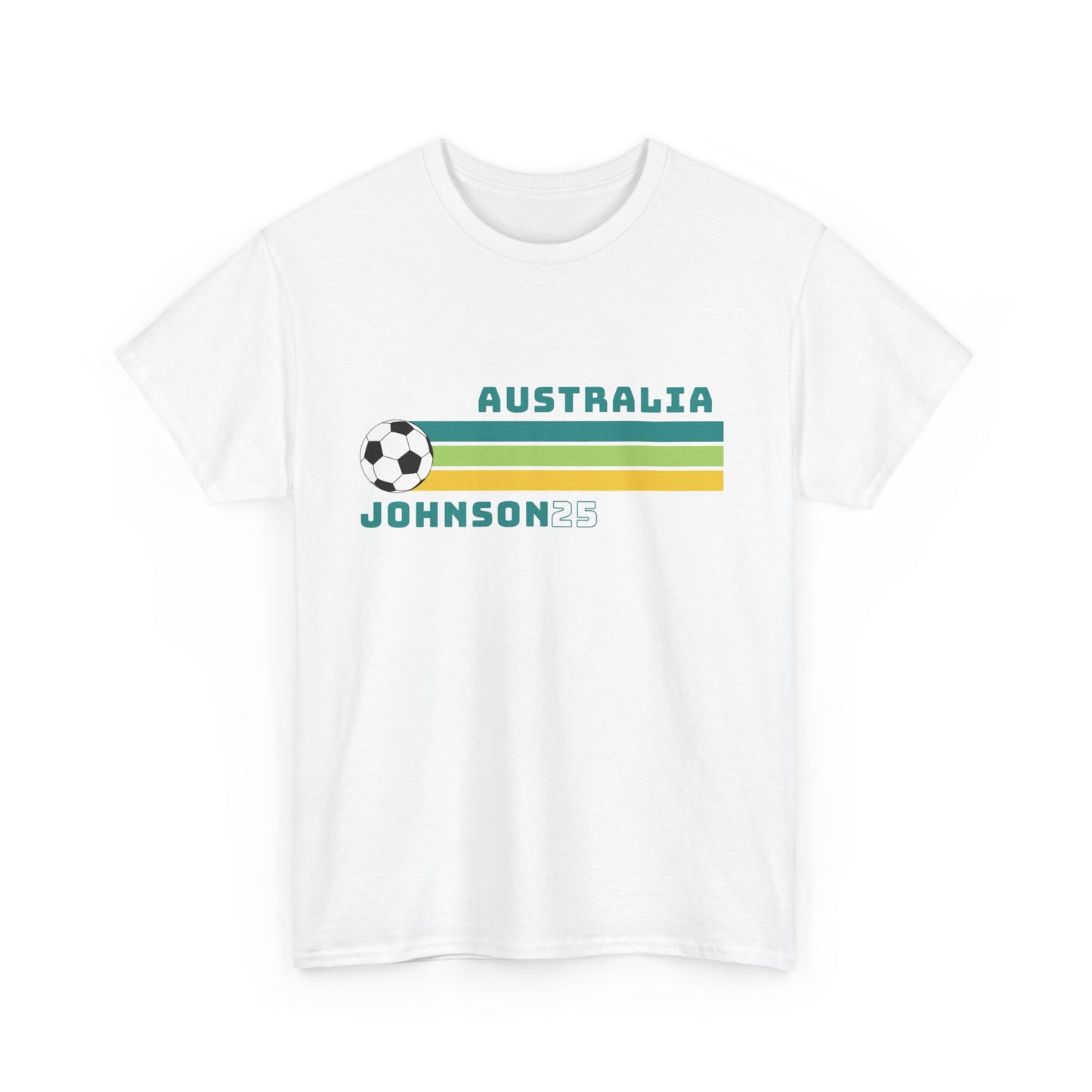 Retro Matildas t-shirt with "Johnson" and Aussie colours