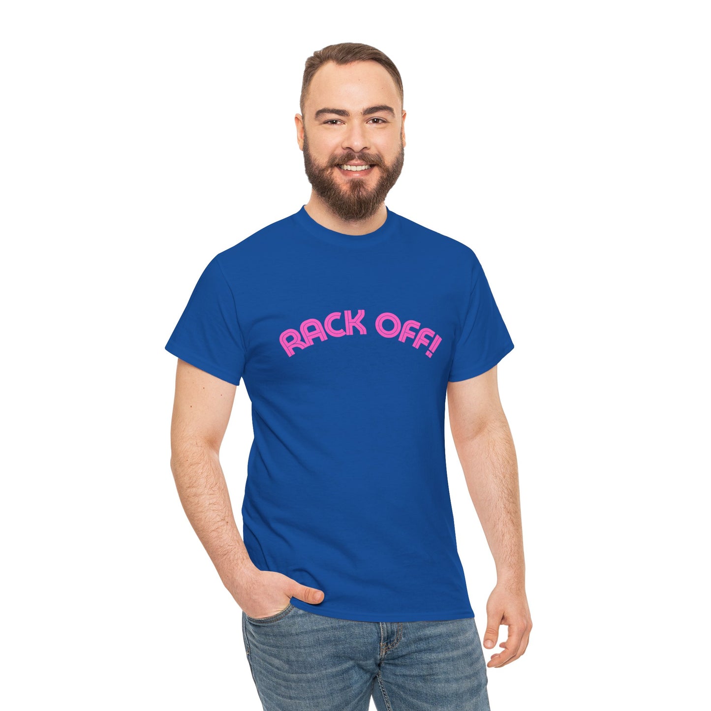 Bold statement Rack Off tee inspired by Kath & Kim humour