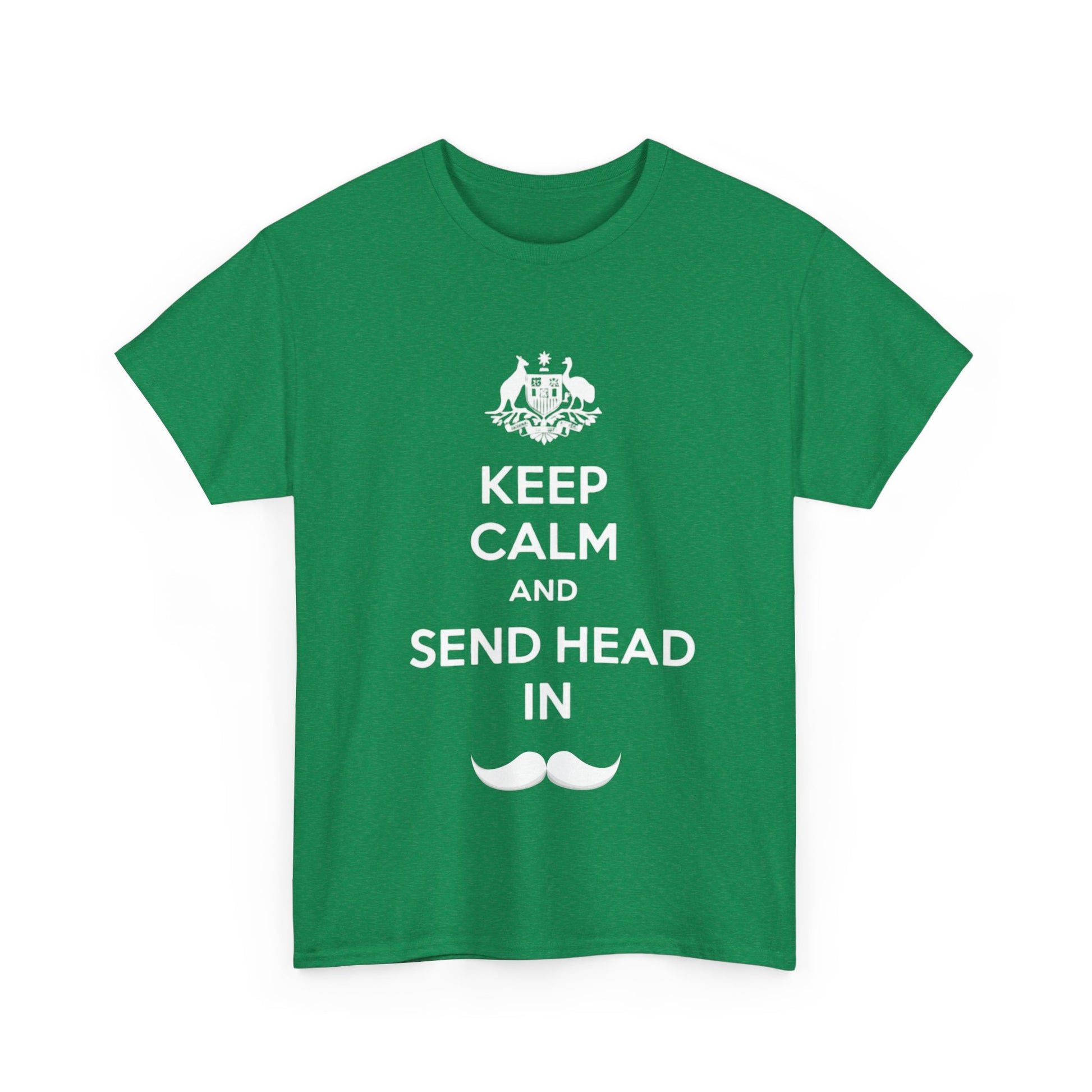 Aussie Ashes cricket shirt saying Keep Calm and Send Head In