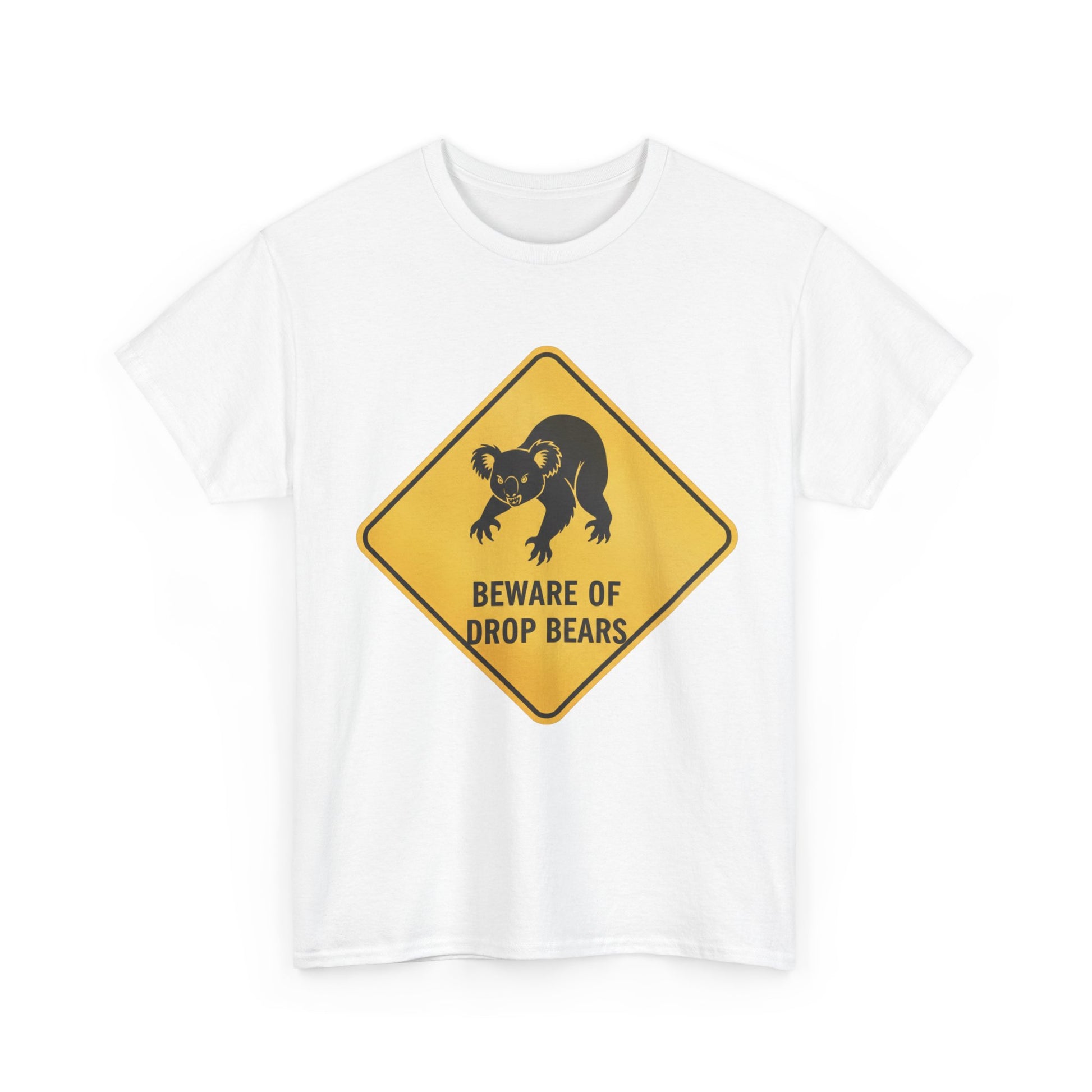 Funny Australian drop bear koala warning sign graphic t-shirt