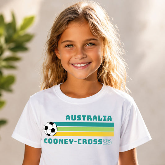 Kyra Cooney-Cross Australia Matildas white kids t-shirt