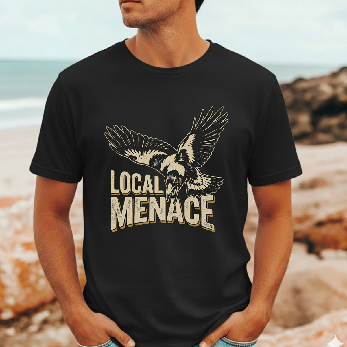 Local Menace Magpie T-Shirt | Funny Australian Swooping Bird Tee