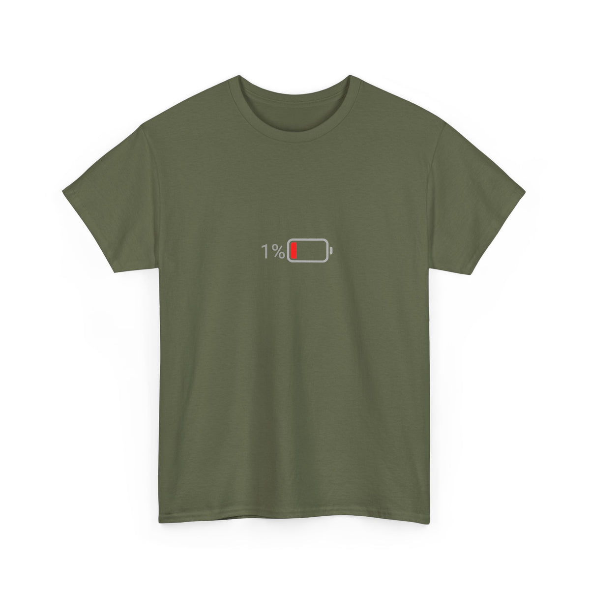 Low Battery 1% T-Shirt – Funny Burnout & Tired T-Shirt
